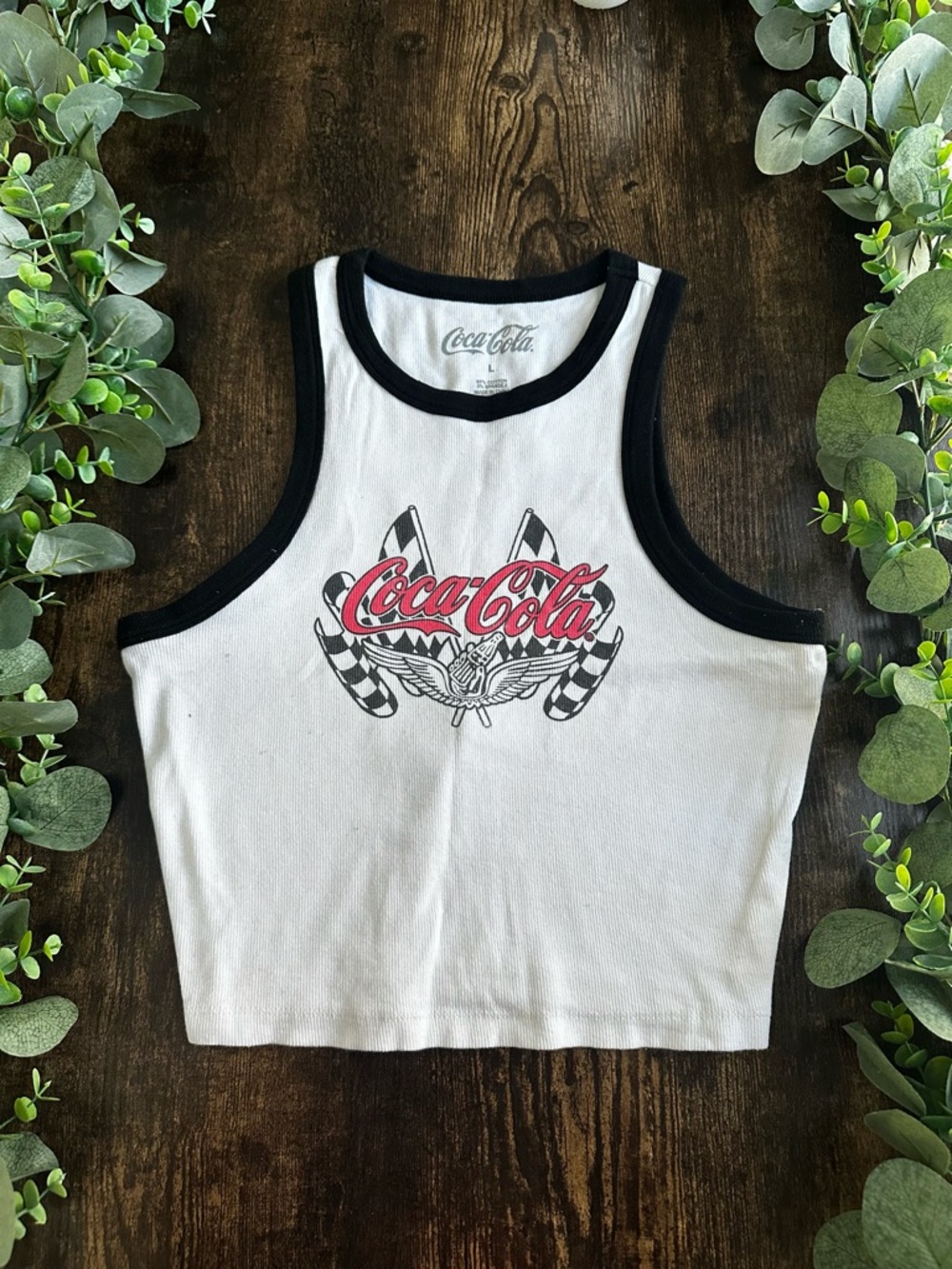 Coca-Cola White Tank with Black Trim and Red Logo